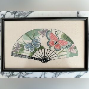 Butterfly Fan Cross-Stitch Art